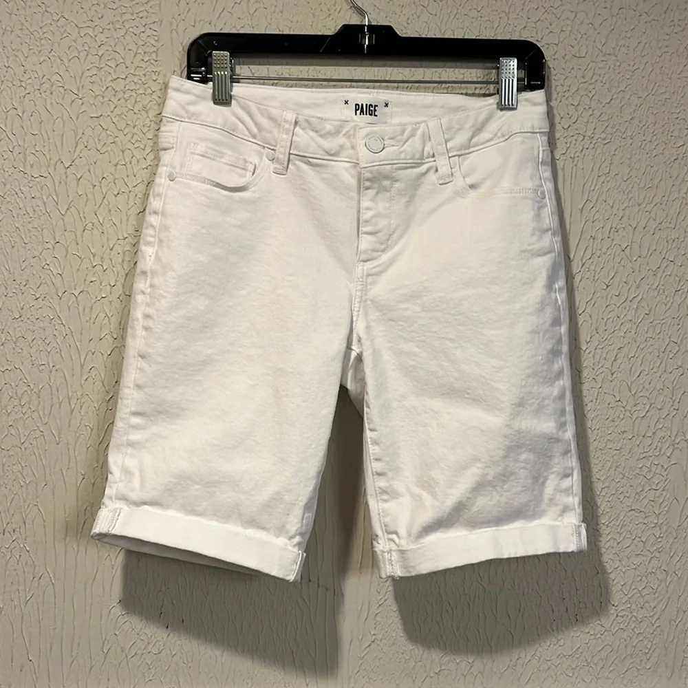 Paige White Jax Knee Jorts denim Bermuda shorts size 28